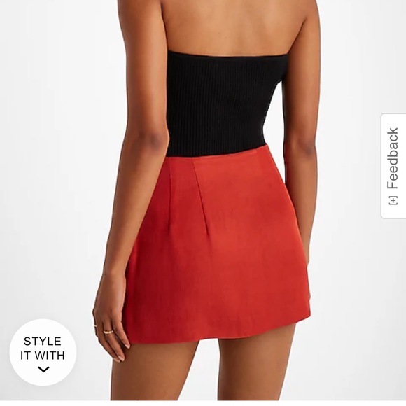 High waisted linen blend skort - Picture 2 of 4